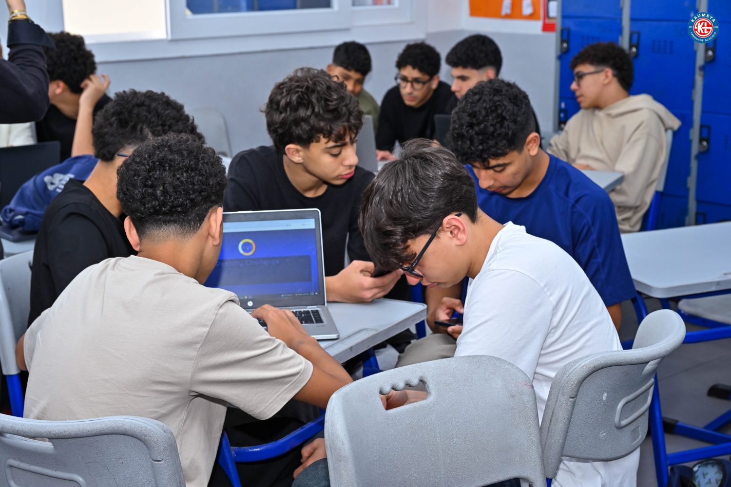 Students building an AI solution together